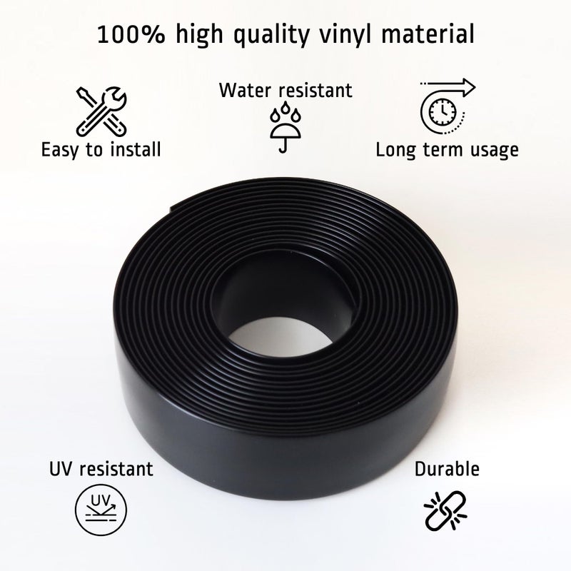 KOMORAX Black 1.5"" Wide 20' Length Chair Vinyl Strap Strapping for Patio Lawn Garden Outdoor Furniture Matte Finish Color - Image 3